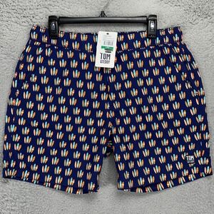 Tom Teddy Swim Trunks Mens Large Blue Surf Board‎ Board Shorts Drawstring NEW